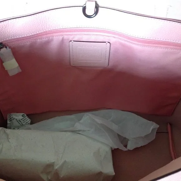 Coach Petal Pebble Leather Hudson Tote In Petal Barbiecore - Picture 7 of 13